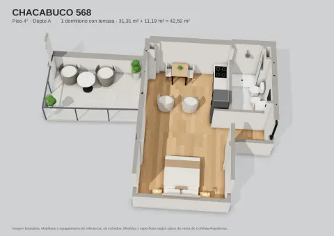 Departamento de 1 dormitorio en San Telmo